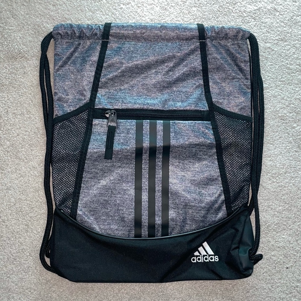 Adidas Gray Drawstring Backpack Bag